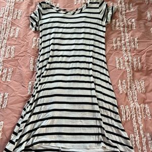 Black and white striped dress